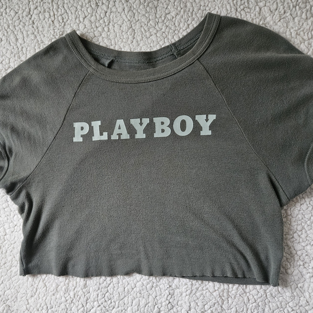 PLAYBOY Sage Green Crop Top
